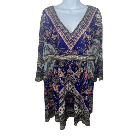 Umgee Dresses & Skirts - NWT Umgee Blue Paisley Boho Dress – Size Medium | Bell Sleeves